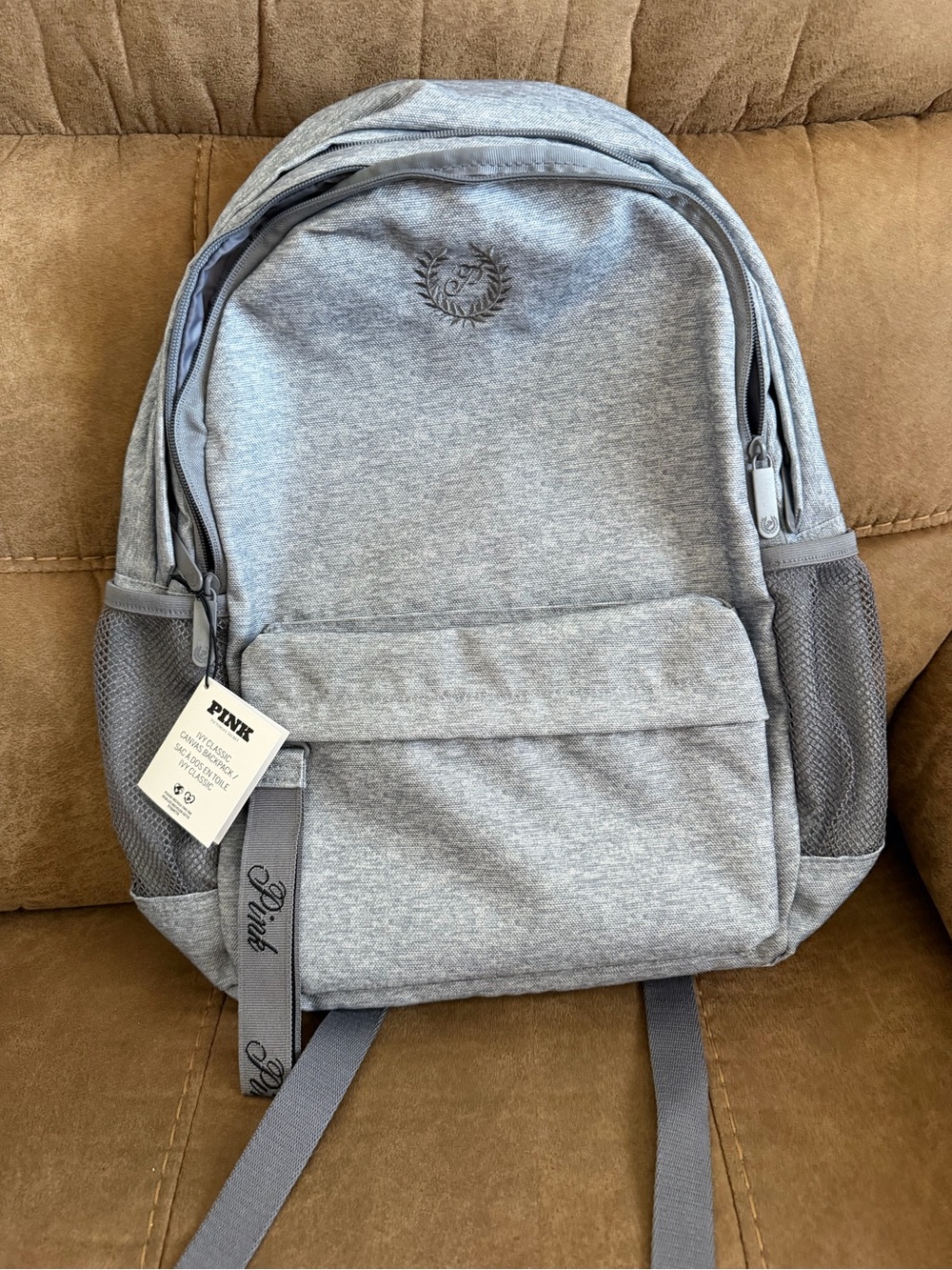 PINK Victoria's Secret Light Gray Casual Backpack